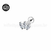 Piercing Labret Titânio 3 Zircônias