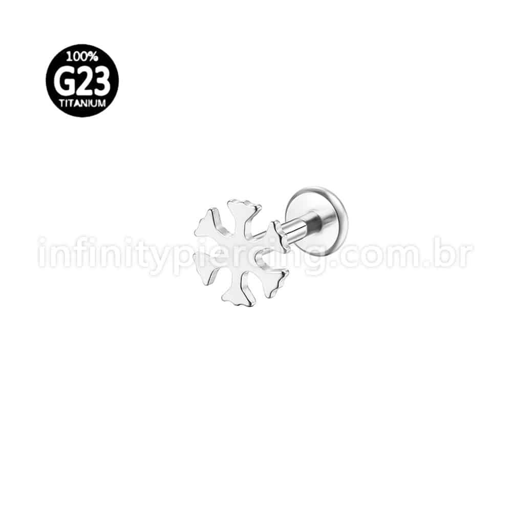 Piercing Labret Titânio Floco De Neve