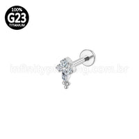 Piercing Labret Titânio 4 Zircônias