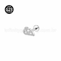Piercing Labret Titânio Meia Asa Zircônia