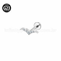 Piercing Labret Titânio Bigode 5 Zircônias Cravejada