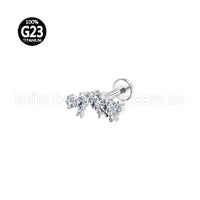 Piercing Labret Titânio Cluster Mini Peixes Zircônia