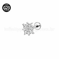 Piercing Labret Titânio Flor Zircônias
