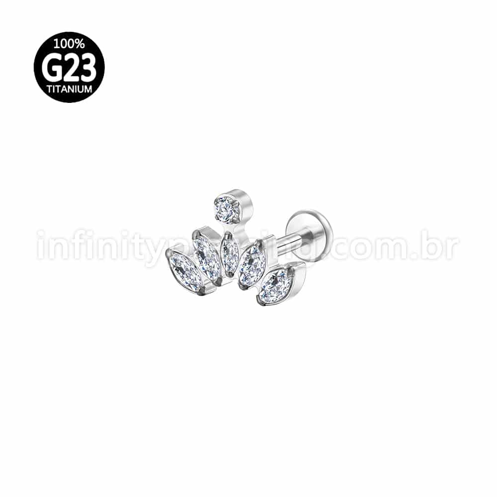 Piercing Labret Titânio 6 Zircônia