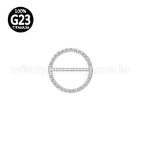 Piercing Argola Titânio Mamilo Zircônia Cravejada