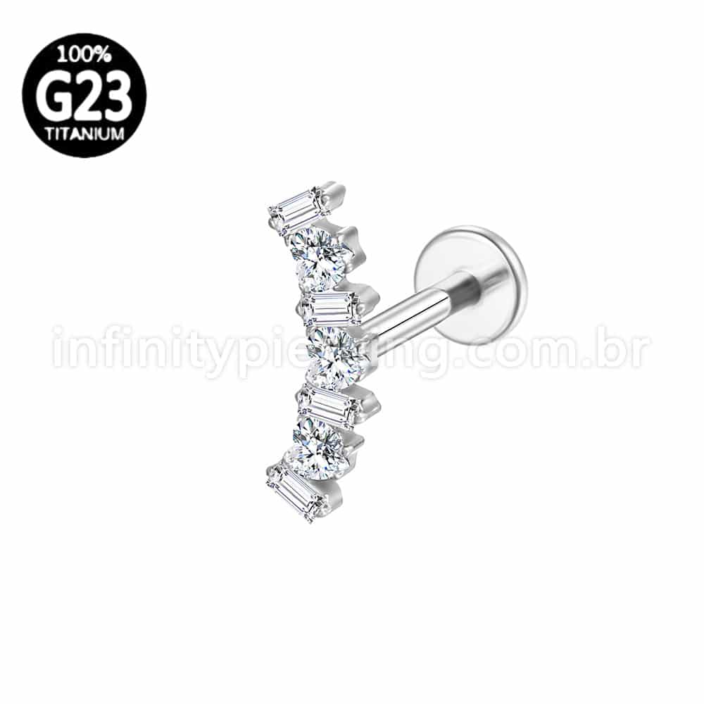 Piercing Labret Titânio Cluster Zircônia Cravejada