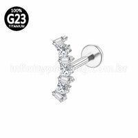 Piercing Labret Titânio Cluster Zircônia Cravejada