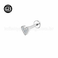Piercing Labret Titânio Coração Zircônia