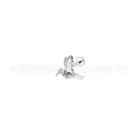 Piercing Labret Aço Cirúrgico Beija-Flor Zircônia