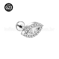 Piercing Labret Titânio Olho Grego Zircônias Cravejadas