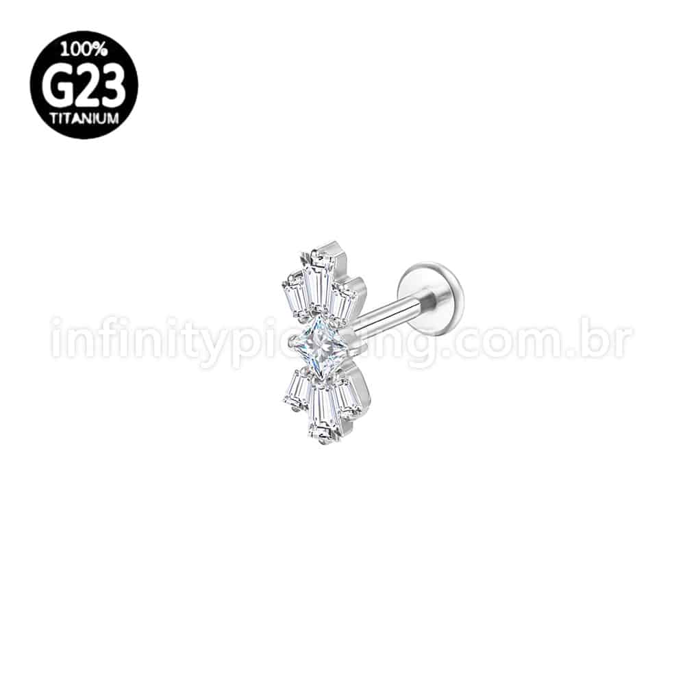 Piercing Labret Titânio Laço Com 7 Zircônia