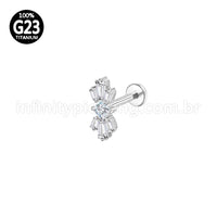 Piercing Labret Titânio Laço Com 7 Zircônia