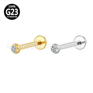 Piercing Labret Titânio Lapidada Com Zircônia Cravada Rosca Externa