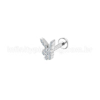 Piercing Labret Aço Cirúrgico Coelhinho Zircônia Cravada