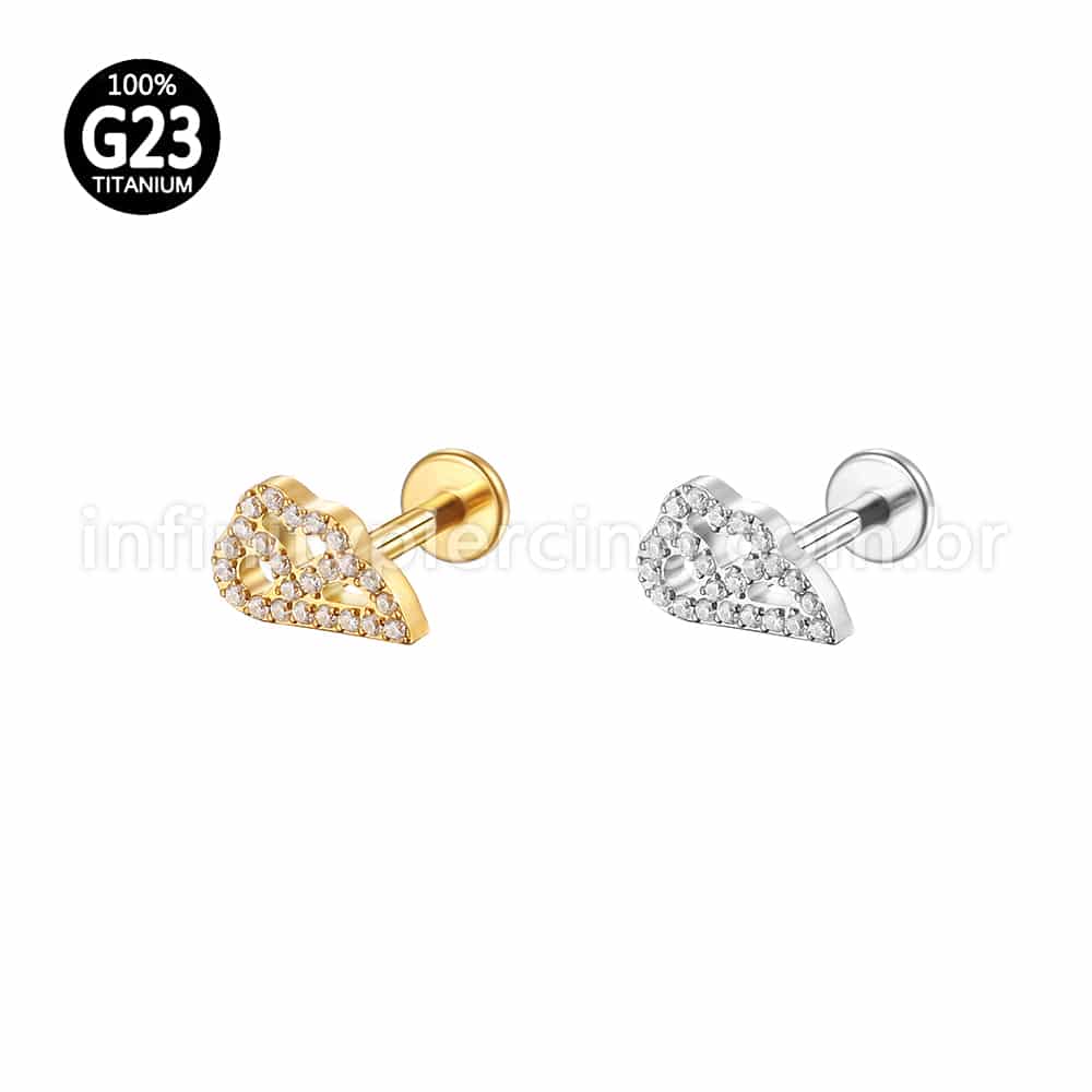 Piercing Labret Titânio Meia Asa Zircônia