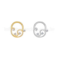 Piercing Argola Aço Cirúrgico Detalhes Com Zircônia Cravejada