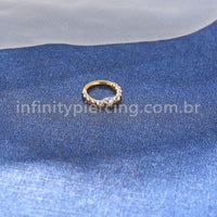 Piercing Argola Titânio Zircônia Coração Cravejada