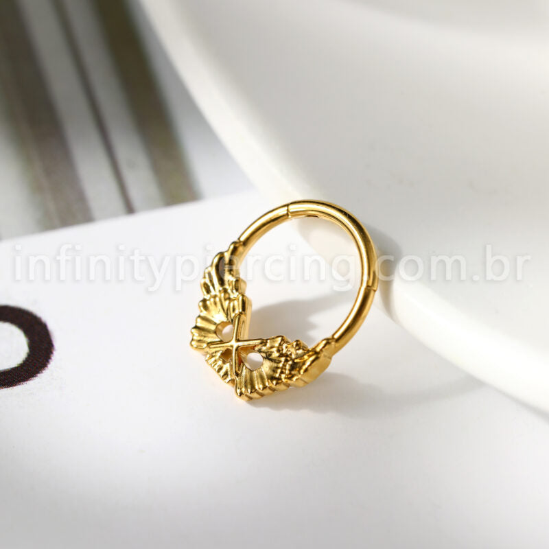 Piercing Argola Titânio Detalhada Asas