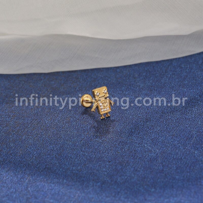 Piercing Labret Aço Cirúrgico Robô