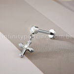 Piercing Minibarbell Aço Cirúrgico Com Pingente Cruz