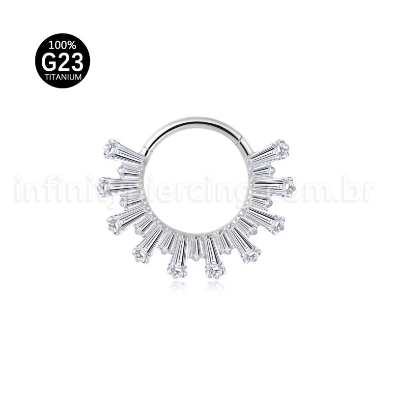 Piercing Argola Titânio Segmento Articulado Zircônia Cravejada