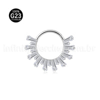 Piercing Argola Titânio Segmento Articulado Zircônia Cravejada