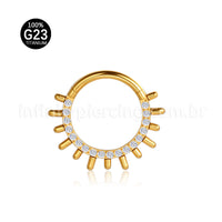 Piercing Argola Titânio Segmento Articulado Zircônia Cravejada