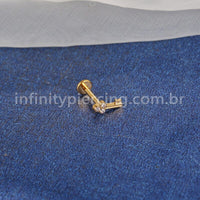 Piercing Labret Aço Cirúrgico Chave Zircônia Cravejada