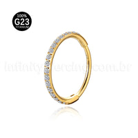 Piercing Argola Segmentada Titânio 1 Fileira Zircônia Cravejada