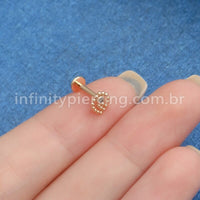 Piercing Labret Aço Cirúrgico Gota Zircônia