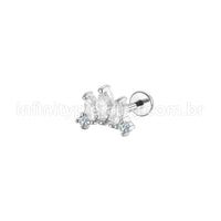 Piercing Labret Aço Cirúrgico Detalhes 5 Zircônias