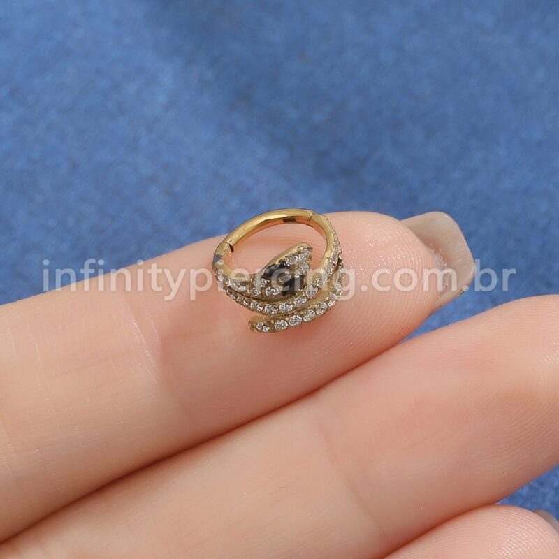Piercing Argola Titânio Cobra Zircônia