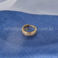 Piercing Argola Aço Cirúrgico Segmento Articulado 2 Fileiras Zircônia Cravejada