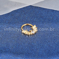 Piercing Argola Titânio Morcego Zircônia Cravejada
