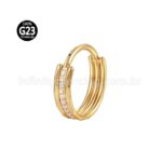 Piercing Argola Titânio Segmento Articulado Detalhada Zircônia Cravejada