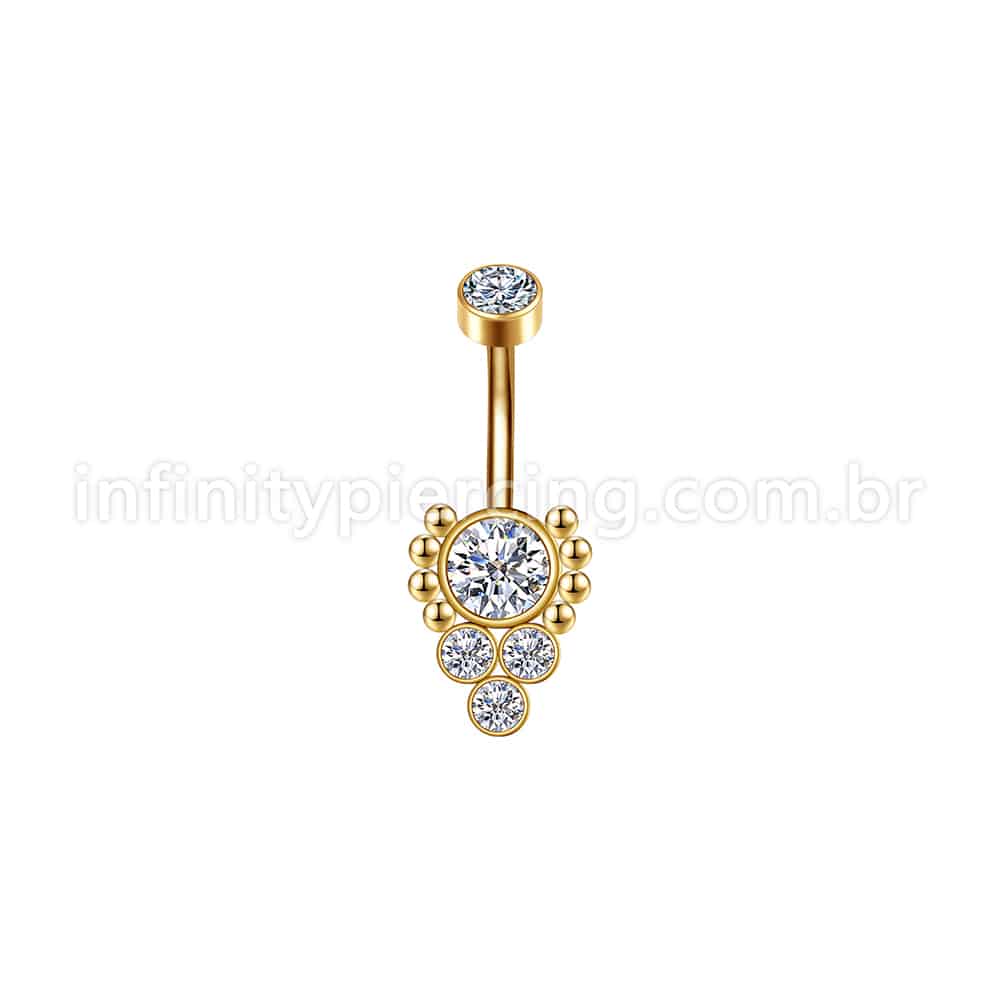 Piercing Banana Aço Cirúrgico Indiano Strass