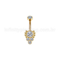 Piercing Banana Aço Cirúrgico Indiano Strass