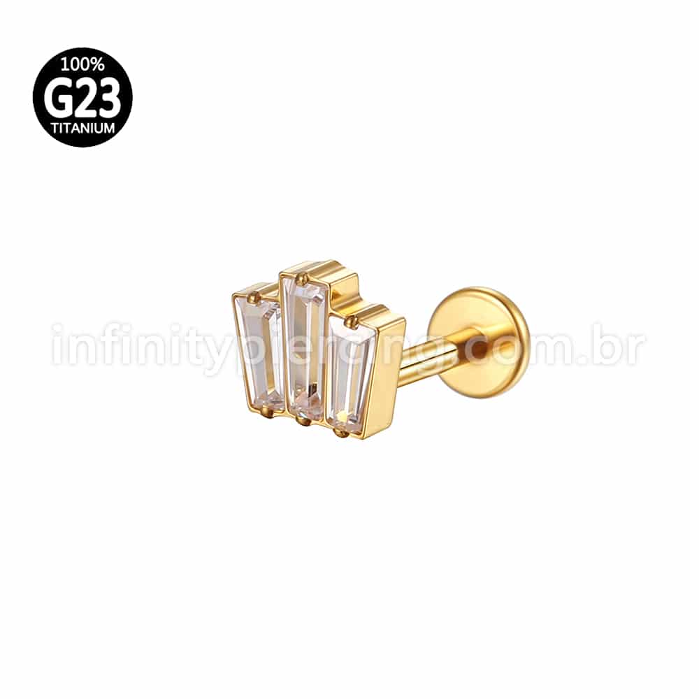 Piercing Labret Titânio Zircônia Cravejda