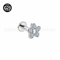 Piercing Labret Titânio Zircônia Flor