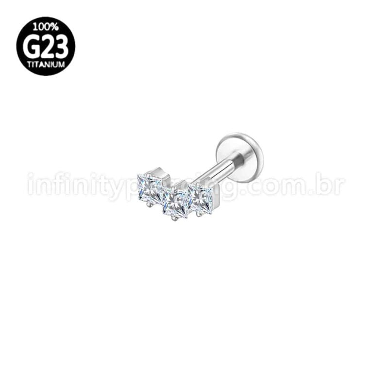 Piercing Labret Titânio Trio Zircônia