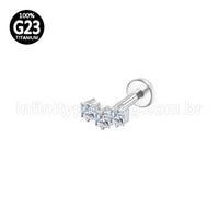 Piercing Labret Titânio Trio Zircônia