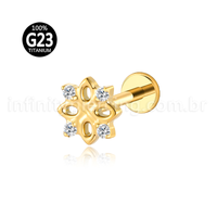 Piercing Labret Titânio Flor Zircônia