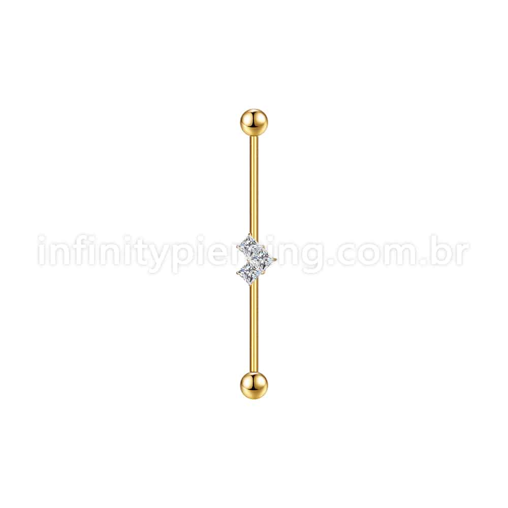 Piercing Transversal Aço Cirúrgico Coração Zircônia