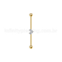 Piercing Transversal Aço Cirúrgico Coração Zircônia