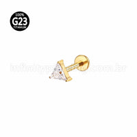 Piercing Labret Titânio Triangulo Zircônia