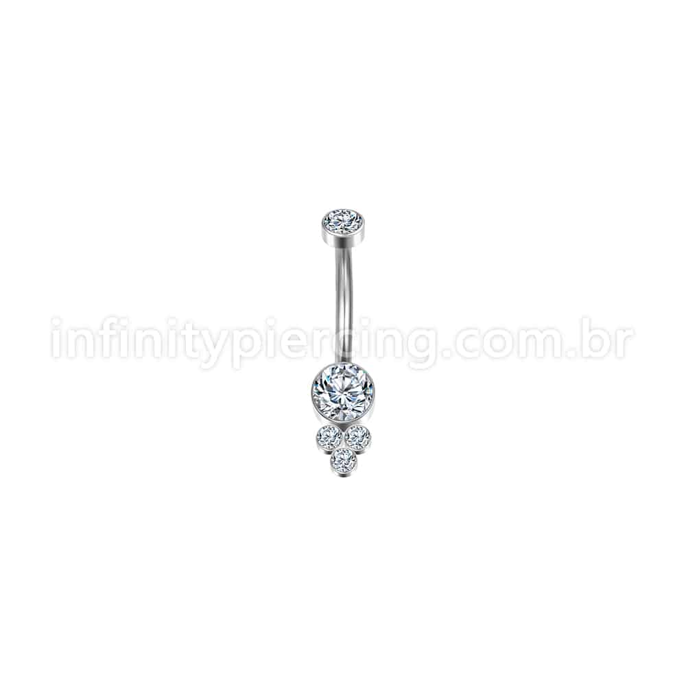 Piercing Banana Aço Cirúrgico Indiano Zircônia
