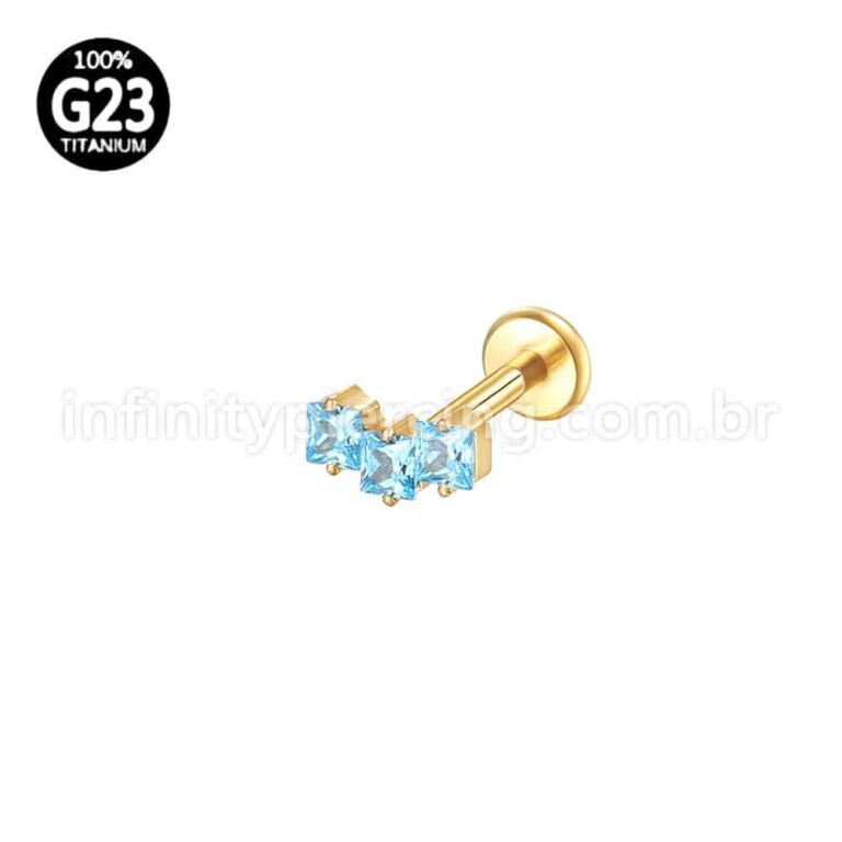 Piercing Labret Titânio Trio Zircônia