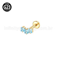 Piercing Labret Titânio Trio Zircônia