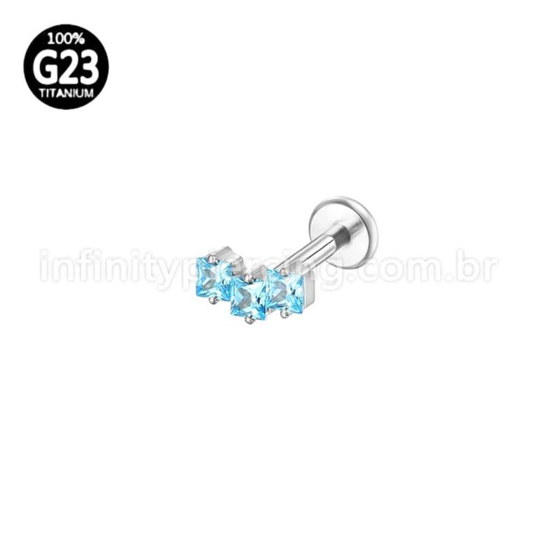 Piercing Labret Titânio Trio Zircônia