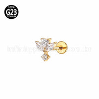 Piercing Labret Titânio Flor Zircônia